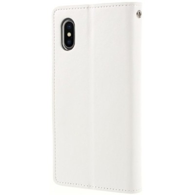 Mercury Sonata Apple iPhone X (iPhone Xs) atvērams balts ādas maciņš / Vacins.lv