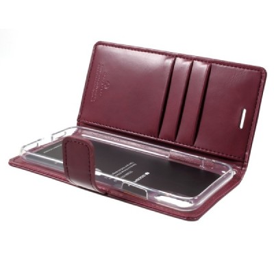 Mercury Blue Moon Apple iPhone X (iPhone Xs) atvērams bordo ādas maciņš | Vacins.lv