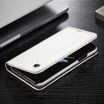 Apple iPhone X (iPhone Xs) „CaseMe“ твердый открываемый белый кожаный чехол - книжка | Vacins.lv