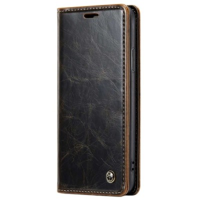 Apple iPhone X (iPhone Xs) „CaseMe“ solīds atvēramais ādas brūns maciņš - maks / Vacins.lv