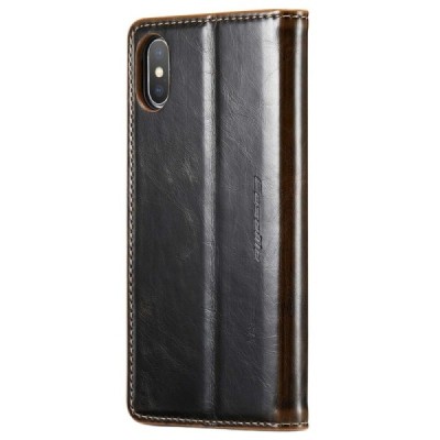 Apple iPhone X (iPhone Xs) „CaseMe“ „CaseMe“ твердый открываемый коричневый кожаный чехол - книжка | Vacins.lv