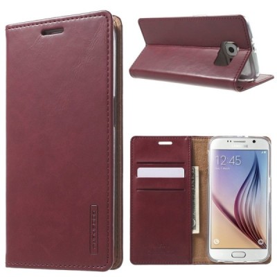 Mercury Blue Moon кожаный чехол-книжка Samsung Galaxy S6 (G920) бордового цвета | Vacins.lv