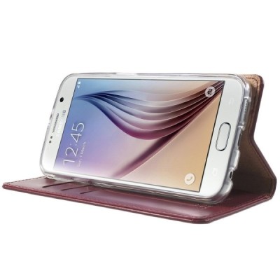 Mercury Blue Moon кожаный чехол-книжка Samsung Galaxy S6 (G920) бордового цвета | Vacins.lv