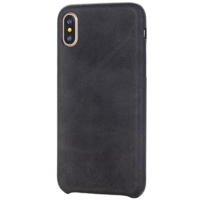 Slim Leather Apple iPhone X (iPhone Xs) чёрный кожаный чехол | Vacins.lv