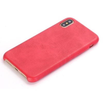 Slim Leather Apple iPhone X (iPhone Xs) sarkans ādas apvalks / Vacins.lv