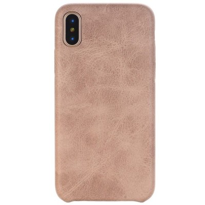 Slim Leather Apple iPhone X (iPhone Xs) песочный кожаный чехол | Vacins.lv