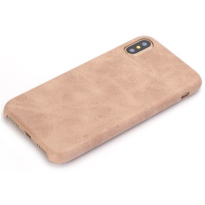Slim Leather Apple iPhone X (iPhone Xs) песочный кожаный чехол | Vacins.lv