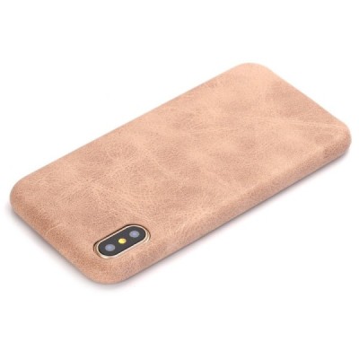 Slim Leather Apple iPhone X (iPhone Xs) песочный кожаный чехол | Vacins.lv