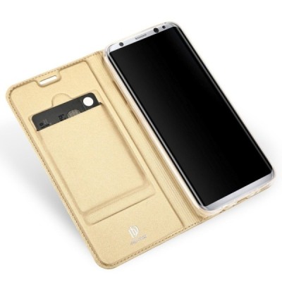Samsung Galaxy S8 (G950) „Dux Ducis“ Skin sērijas zelta ādas atvērams maciņš / Vacins.lv