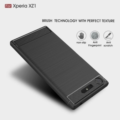 Sony Xperia XZ1 „Carbon“ cieta silikona (TPU) melns apvalks / vacins.lv