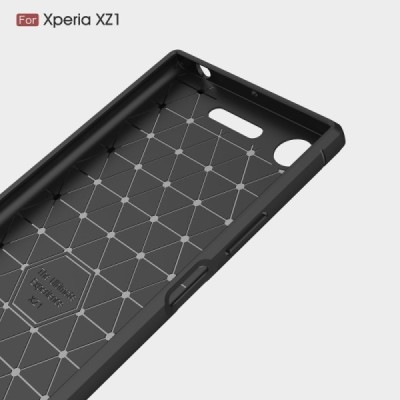 Sony Xperia XZ1 „Carbon“ cieta silikona (TPU) melns apvalks / vacins.lv