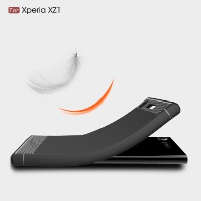 Sony Xperia XZ1 „Carbon“ cieta silikona (TPU) melns apvalks / vacins.lv