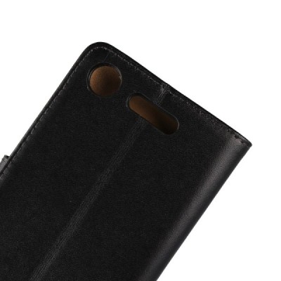 Sony Xperia XZ1 открываемый чёрный кожаный Casual чехол - книжка | Vacins.lv