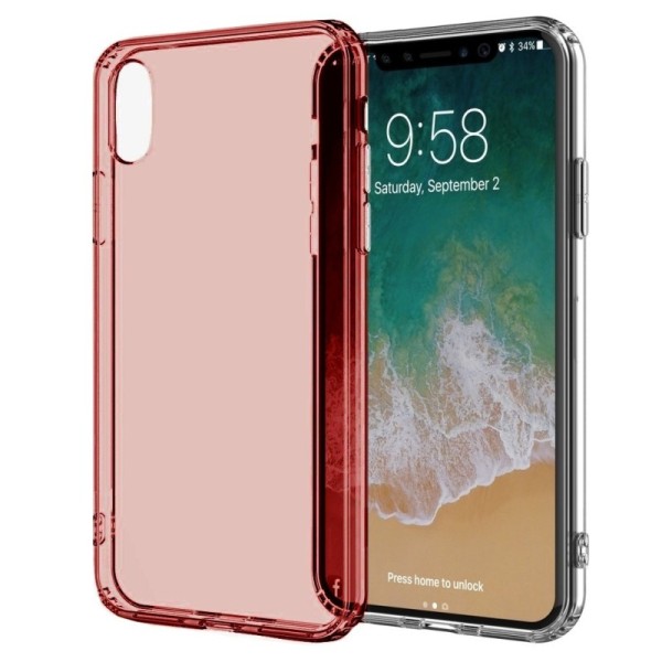 Твердый прозрачный силиконовый (TPU) чехол – красный (iPhone X / Xs)