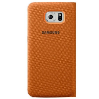 Samsung Galaxy S6 G920 Flip Wallet Cover открываемый оранжевого цвета кожаный чехол - книжка | Vacins.lv