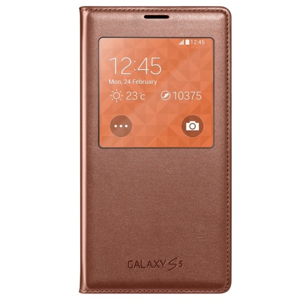 „Samsung“ S View Cover чехол-книжка – золотой (Galaxy S5 / S5 Neo)