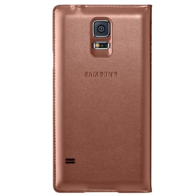Samsung Galaxy S5 G900 (S5 Neo G903) оригинальный S View Cover открываемый золотой кожаный чехол - книжка | Vacins.lv