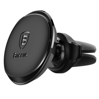 „Baseus“ Magnet Mount (360°) melns telefona autoturētājs (pie ventilācikas režģiem) / Vacins.lv