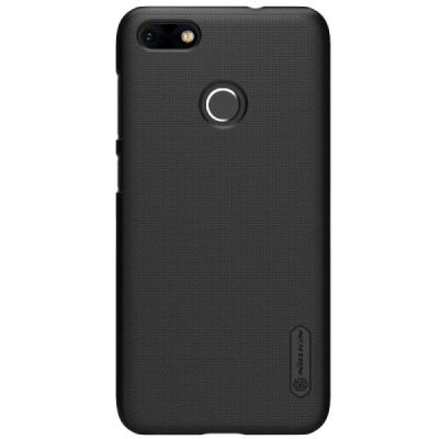 P9 Lite Mini (Y6 Pro 2017) Nillkin Frosted Shield melns plastmasas futrālis + ekrāna aizsargplēve / Vacins.lv
