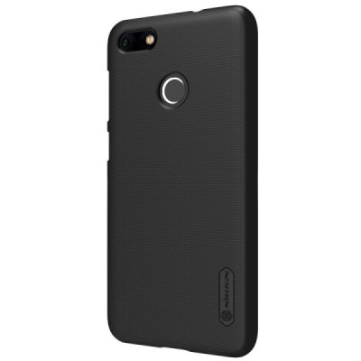 P9 Lite Mini (Y6 Pro 2017) Nillkin Frosted Shield melns plastmasas futrālis + ekrāna aizsargplēve / Vacins.lv