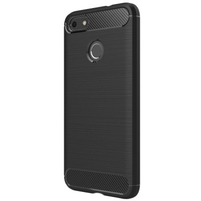 Huawei P9 Lite Mini (Y6 Pro 2017) „Carbon“ cieta silikona (TPU) melns apvalks / vacins.lv
