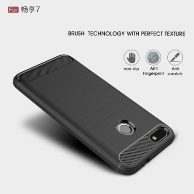 Huawei P9 Lite Mini (Y6 Pro 2017) „Carbon“ cieta silikona (TPU) melns apvalks / vacins.lv