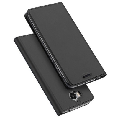 „Dux Ducis“ Skin серии Huawei Y6 2017 / Y5 2017 (Nova Young) чёрный кожаный чехол-книжка | Vacins.lv