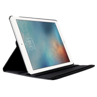 Apple iPad Pro 12.9" 2017 atvēramais melns ādas maciņš, grozās 360° grādu apjomā / Vacins.lv