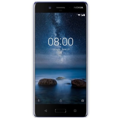 Nokia 8 Nillkin Frosted Shield balts plastmasas apvalks + ekrāna aizsargplēve / Vacins.lv