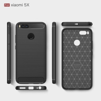 Xiaomi Mi A1 и Mi 5X „Carbon“ твердый силиконовый чехол (TPU) - черный | Vacins.lv