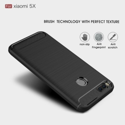 Xiaomi Mi A1 и Mi 5X „Carbon“ твердый силиконовый чехол (TPU) - черный | Vacins.lv