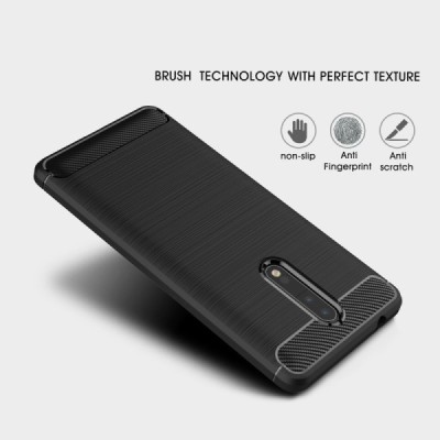 Nokia 8 „Carbon“ твердый силиконовый чехол (TPU) - черный | Vacins.lv
