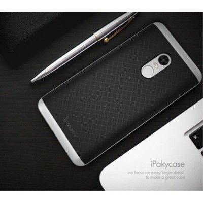 Xiaomi Redmi Note 4X „IPAKY“ твердый силиконовый чехол из TPU черного цвета (с серебристыми краями) | Vacins.lv