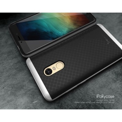 Xiaomi Redmi Note 4X „IPAKY“ твердый силиконовый чехол из TPU черного цвета (с серебристыми краями) | Vacins.lv