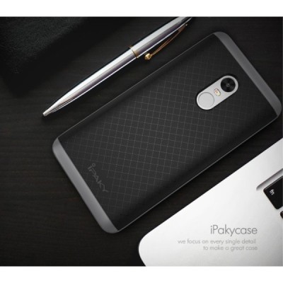 Xiaomi Redmi Note 4X „IPAKY“ cieta silikona (TPU) melns apvalks (apmales - pelekā krāsā) / Vacins.lv