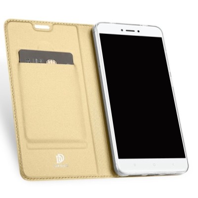 Xiaomi Redmi Note 4X „Dux Ducis“ Skin sērijas zelta ādas atvērams maciņš / Vacins.lv