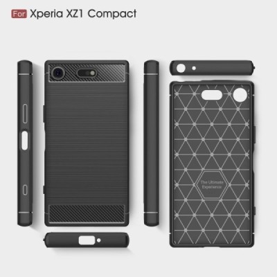 Sony Xperia XZ1 Compact „Carbon“ твердый силиконовый чехол (TPU) - черный | Vacins.lv