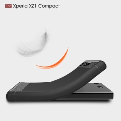 Sony Xperia XZ1 Compact „Carbon“ твердый силиконовый чехол (TPU) - черный | Vacins.lv