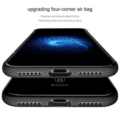 Apple iPhone X (iPhone Xs) elegants „Baseus“ Armor dzidrs (caurspīdīgs) silikona apvalks (apmales melnā krāsā) / Vacins.lv