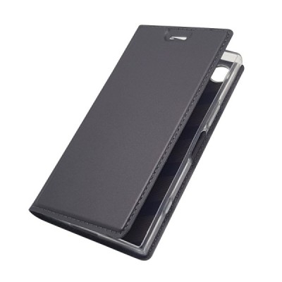 Sony Xperia XZ1 Compact „Dux Ducis“ Skin sērijas melns ādas atvērams maciņš / Vacins.lv