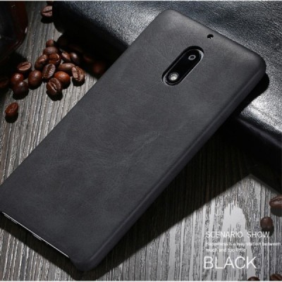 „X-Level“ Vintage Classic серии Nokia 6 черный кожаный чехол | Vacins.lv