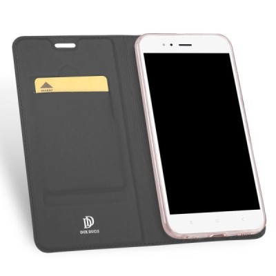 Xiaomi Mi A1 (Mi 5X) „Dux Ducis“ Skin sērijas melns ādas atvērams maciņš / Vacins.lv