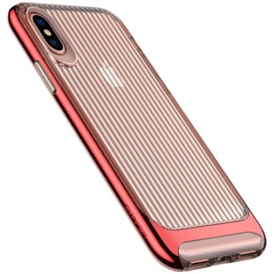 „Usams“ Senior pastiprinātas aizsardzības dzidrs apmales sarkanā krāsā Apple iPhone X (iPhone Xs) apvalks / Vacins.lv