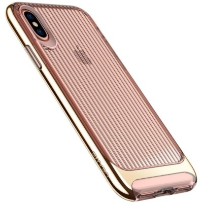 „Usams“ Senior pastiprinātas aizsardzības dzidrs apmales zeltā krāsā Apple iPhone X (iPhone Xs) apvalks / Vacins.lv