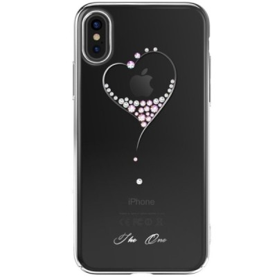 Apple iPhone X (iPhone Xs) elegants Kingxbar Crystal Love Swarovski dzidrs (caurspīdīgs) sudrabs plastmasas apvalks ar kristālie