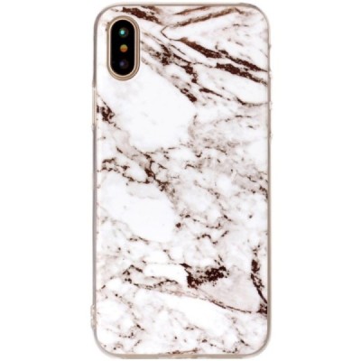 Apple iPhone X (iPhone Xs) „Marble“ cieta silikona (TPU) balts apvalks / vacins.lv