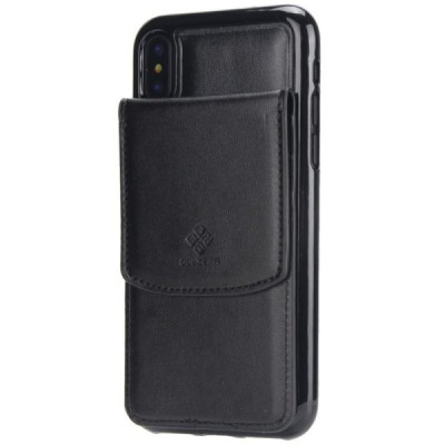 Apple iPhone X (iPhone Xs) cieta silikona (TPU) apvalks ar iebūvētu karšu turētāju - melns / Vacins.lv