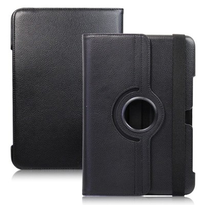 Atvēramais melns ādas futrālis Samsung Galaxy Note 10.1 N8000 (N8010), grozās 360° grādu apjomā / Vacins.lv