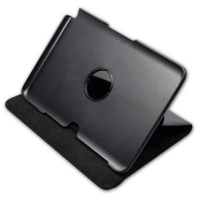 Atvēramais melns ādas futrālis Samsung Galaxy Note 10.1 N8000 (N8010), grozās 360° grādu apjomā / Vacins.lv