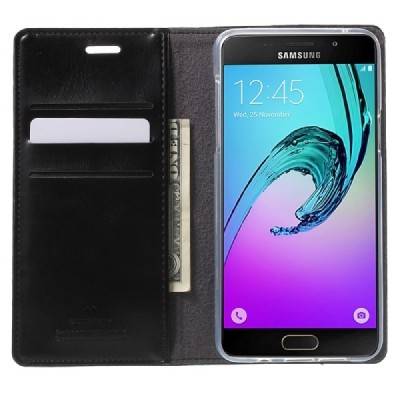 Mercury Blue Moon кожаный чехол-книжка Samsung Galaxy A5 (2016) A510 чёрного цвета | Vacins.lv